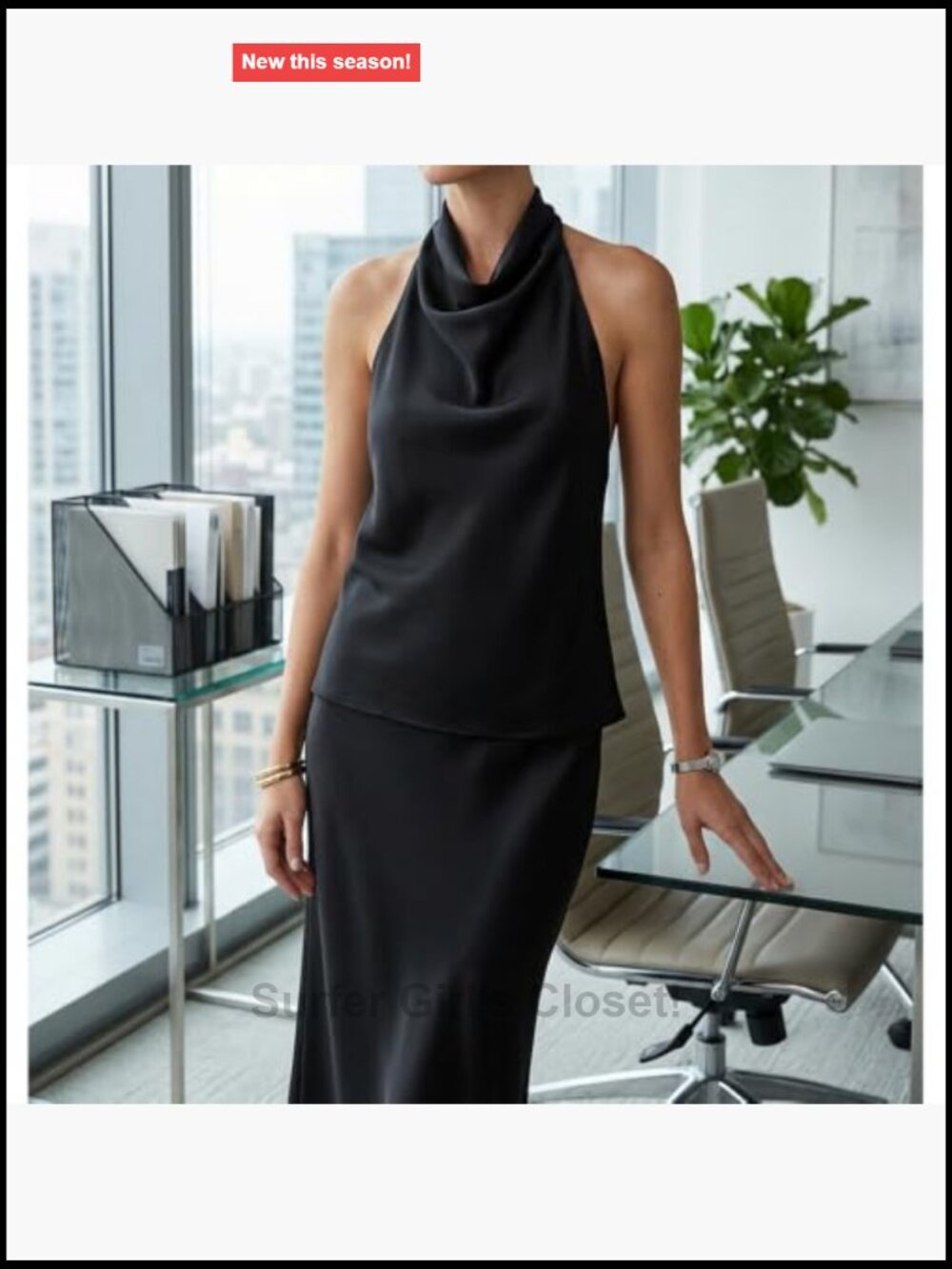 Women Halter Cowl Neck Backless Satin Tank Top Silk Feel Clubwear - Picture 3 of 7